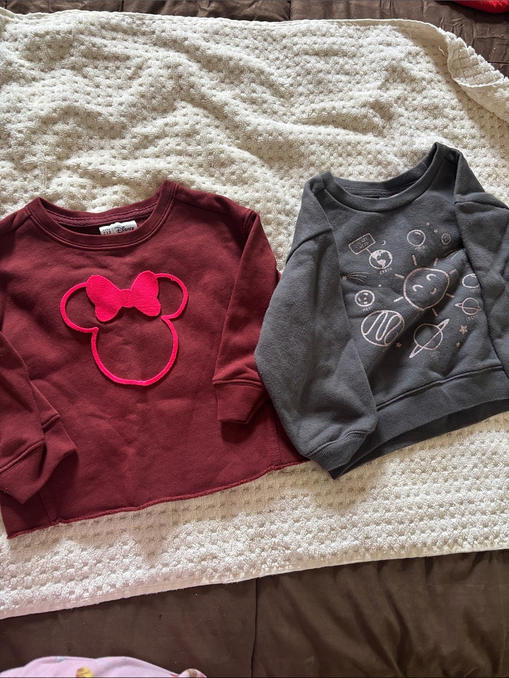 Disney Maroon Girls' Sweatshirt with Hot Pink Minnie Applique